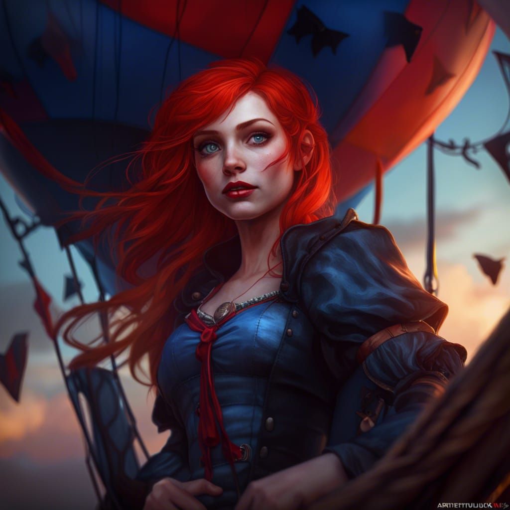 Vampire Girl in Halloween Hot Air Balloon