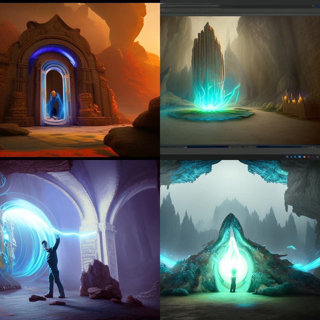 Magician Creates a Fantasy Portal in Detailed Painting