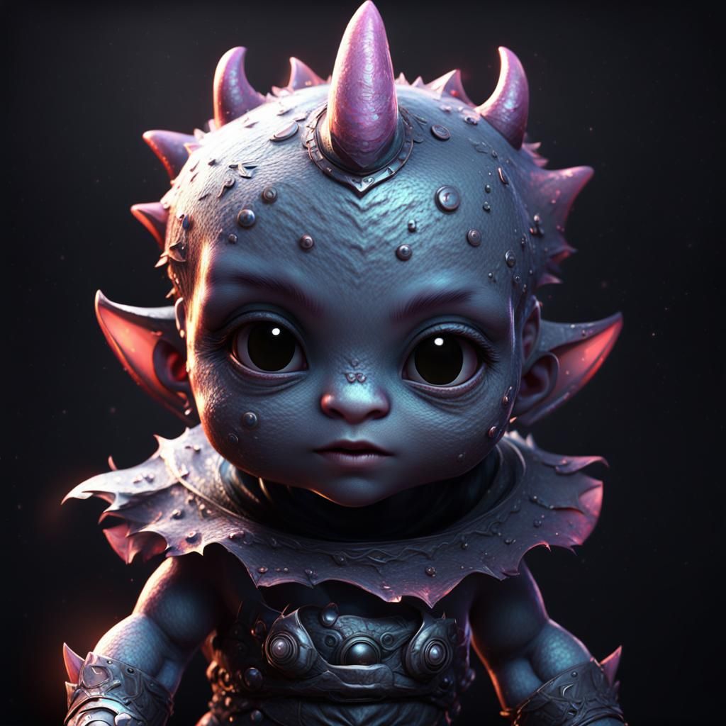 Cute Monster Baby Girl in 3D Rendering