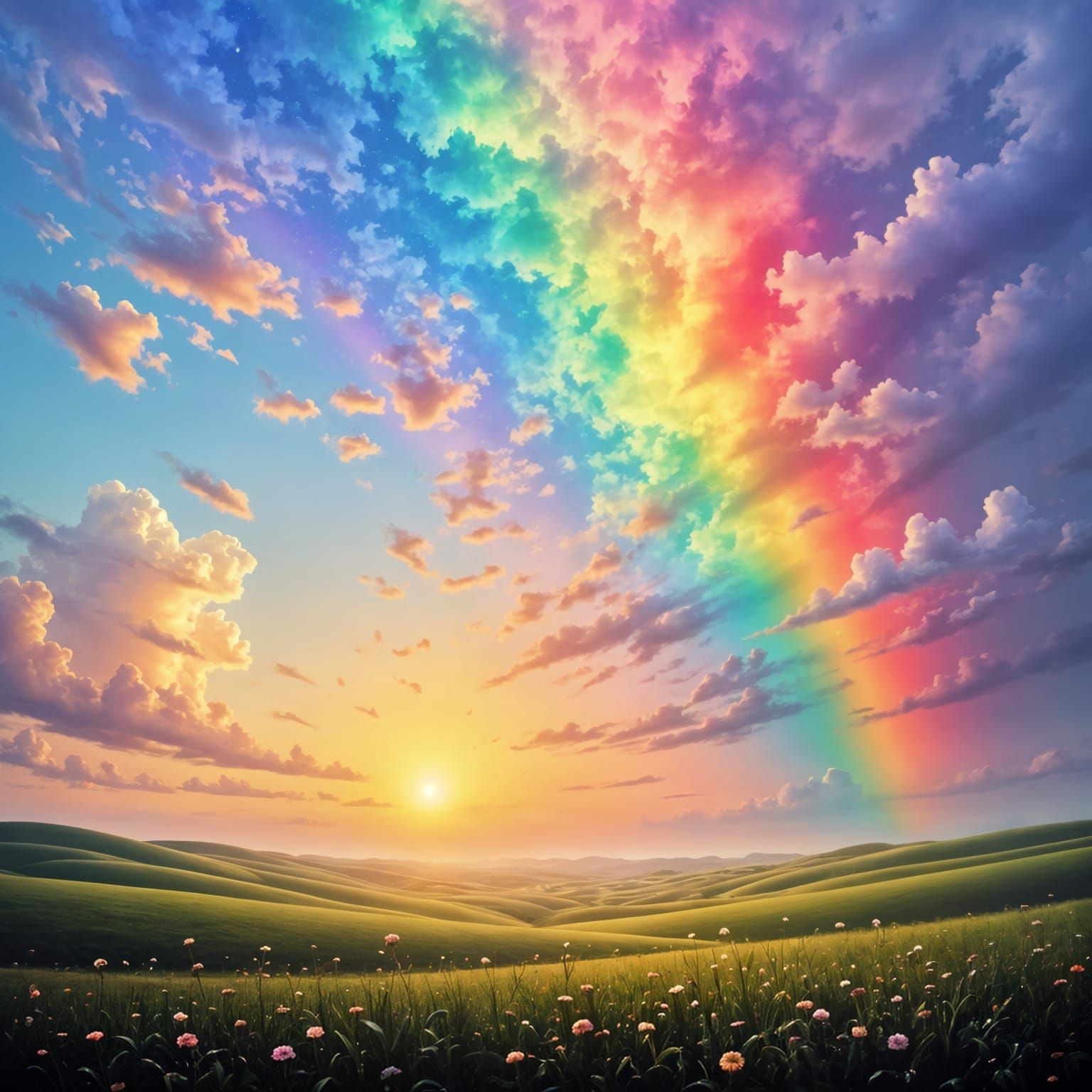 Vibrant Rainbow Portrait in Digital Art