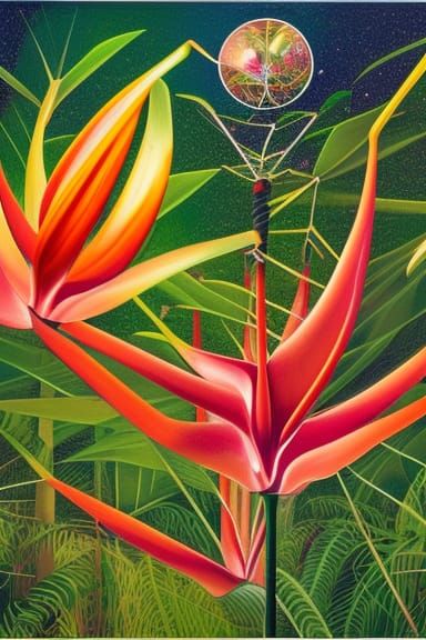 Woman-Heliconia Hybrid on Stargazing Platform