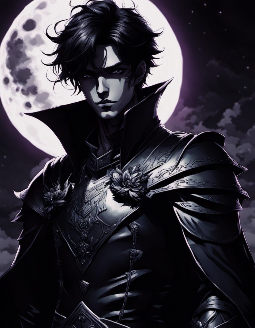 Dark Anime Prince in Moody Monochrome