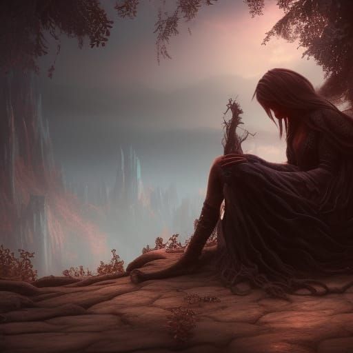 Grieving Man: Detailed Matte Painting