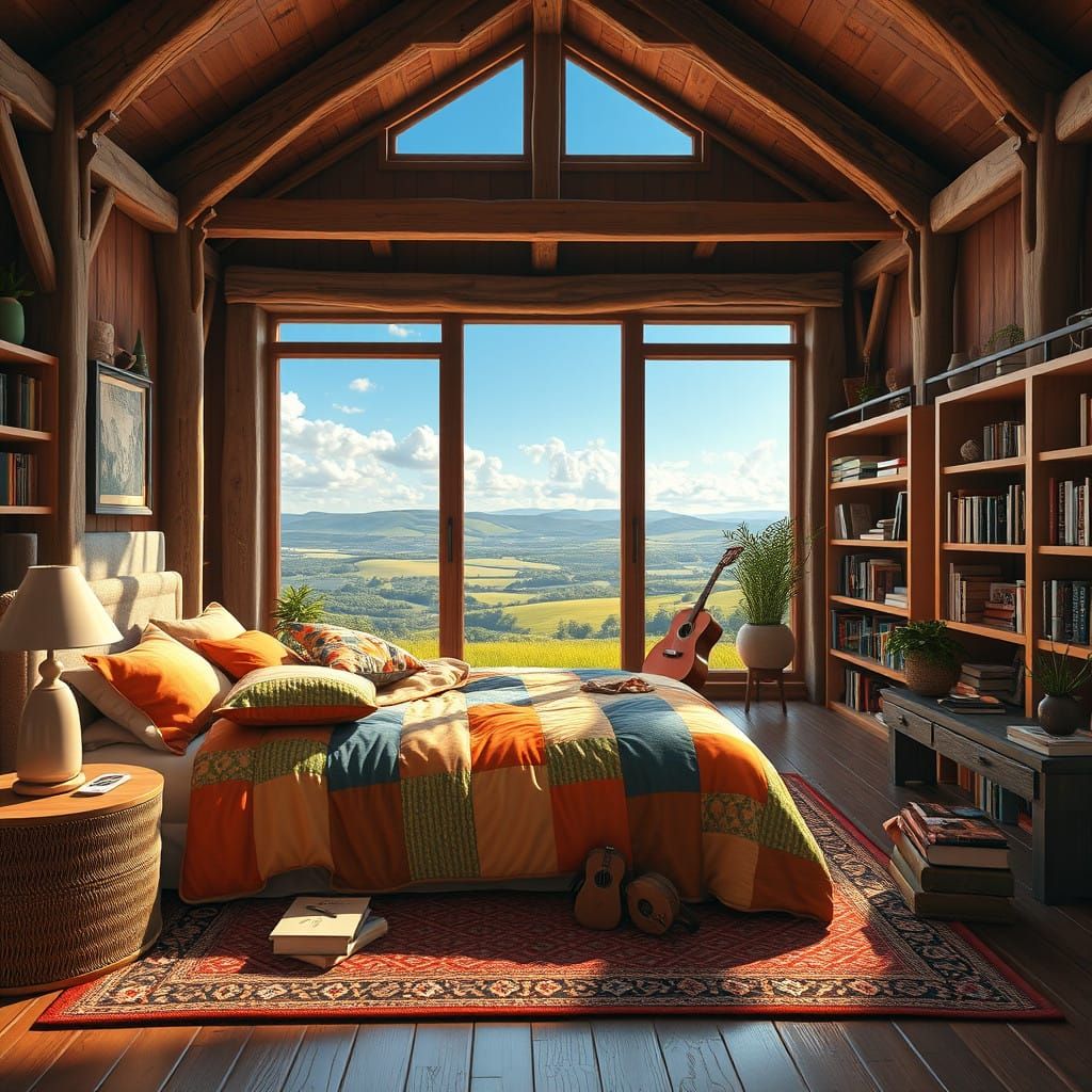 Cozy Digital Painting of a Serene Bedroom Oasis