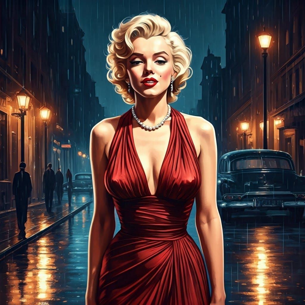 Marilyn Monroe in Film Noir Acrylic Painting