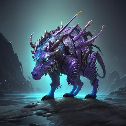 Iridescent Yak Creature in Pixar Animation Style