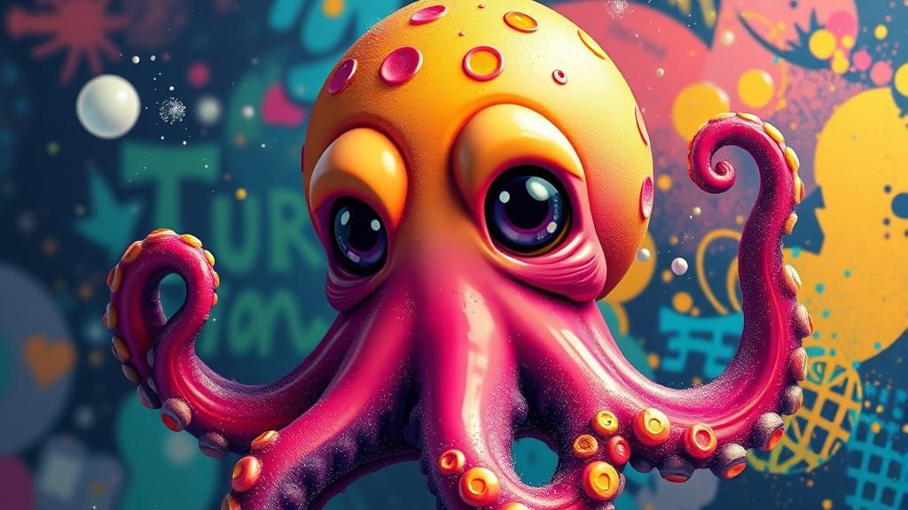 Funky Octopus in Vibrant Psychedelic Art