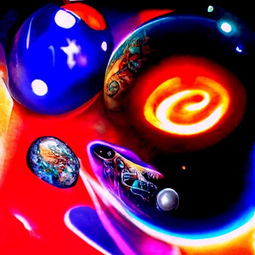 Cosmic Pinball Machine in Astral Illustration Style
