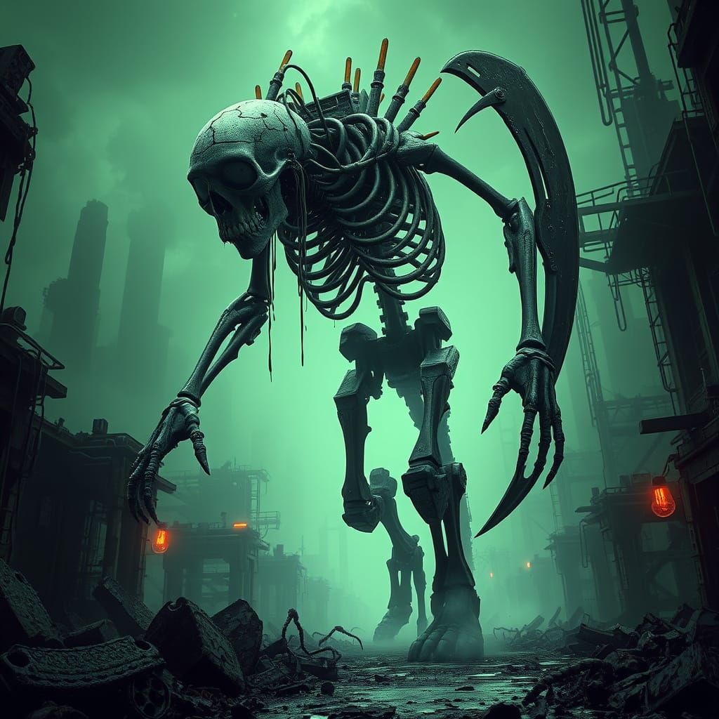 Radioactive Skeletal Creature in Ruins