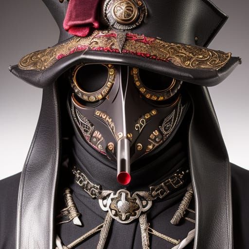 Dystopian Plague Doctor with Ornate Leather Mask