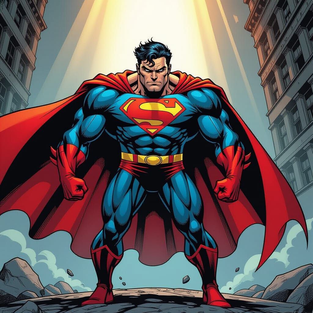 Heroic Superhero With Giant Forehead in Comic Style