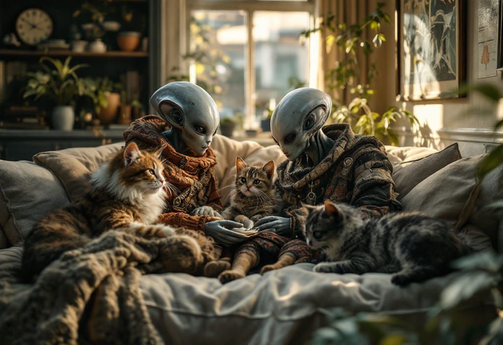 Hyperrealistic Portrait of Aliens, Humans, and Exotic Pets