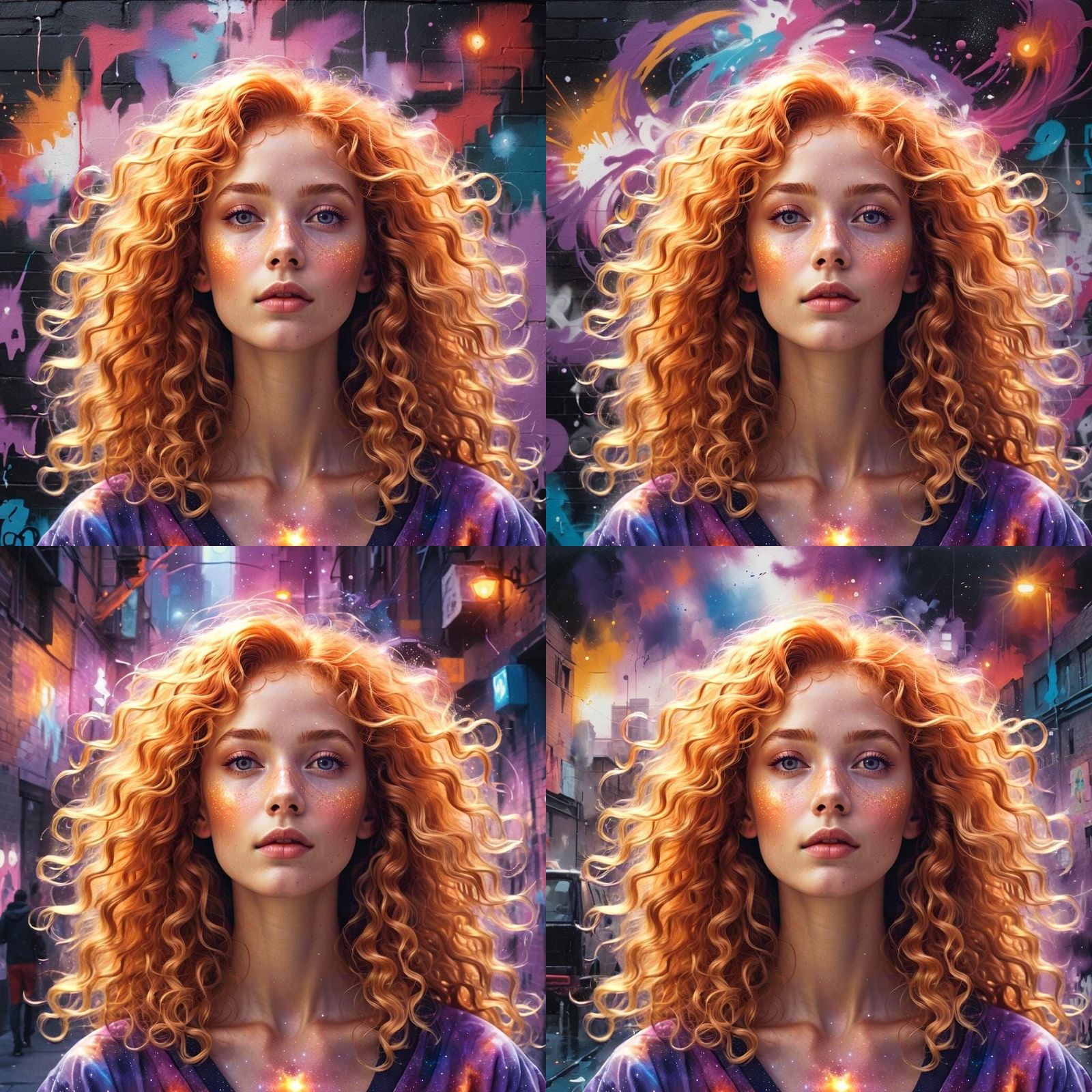 Lost Woman in Vibrant Graffiti Art Style