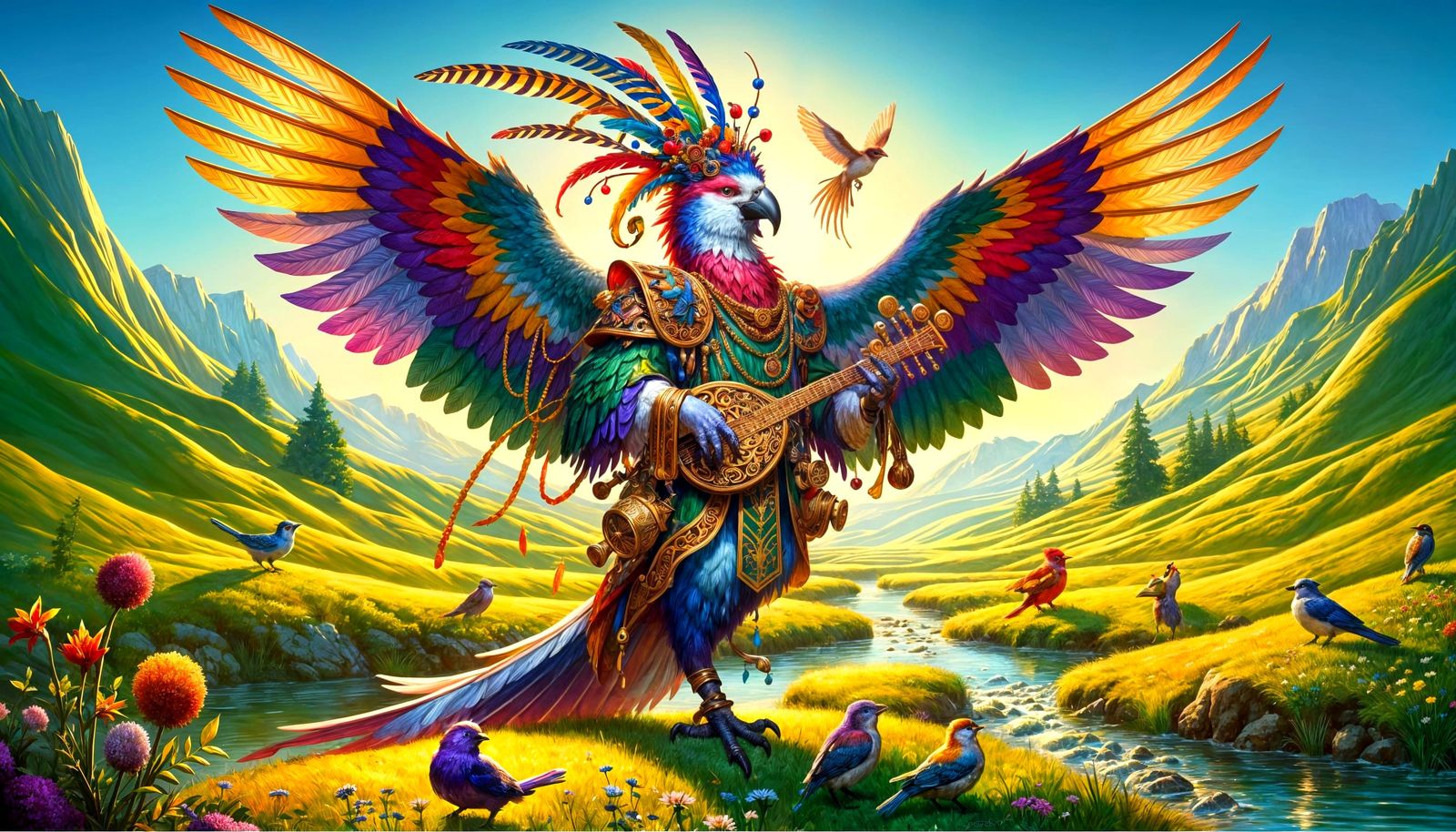 Bird Bard's Song in Sunlit Valley