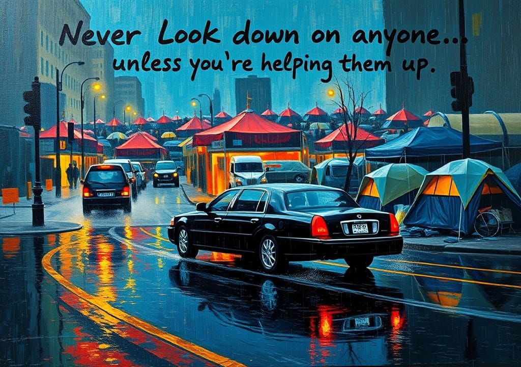 Cityscape Limousine and Tent Settlement in Post-Impressionis...