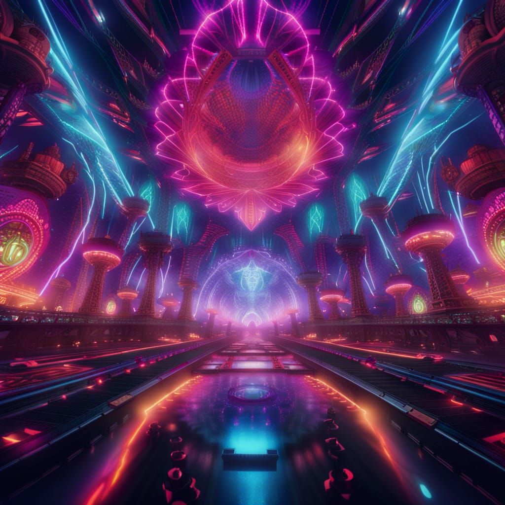 Psychedelic EDM Rave Arena with Laser Show