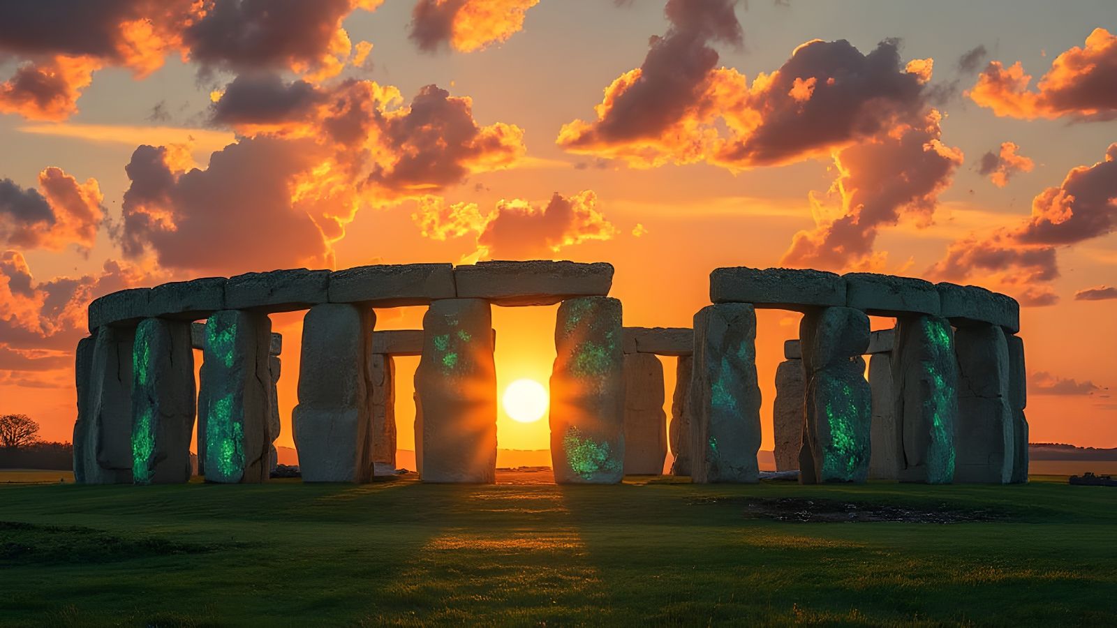 Ancient Monoliths Shine in Emerald Twilight