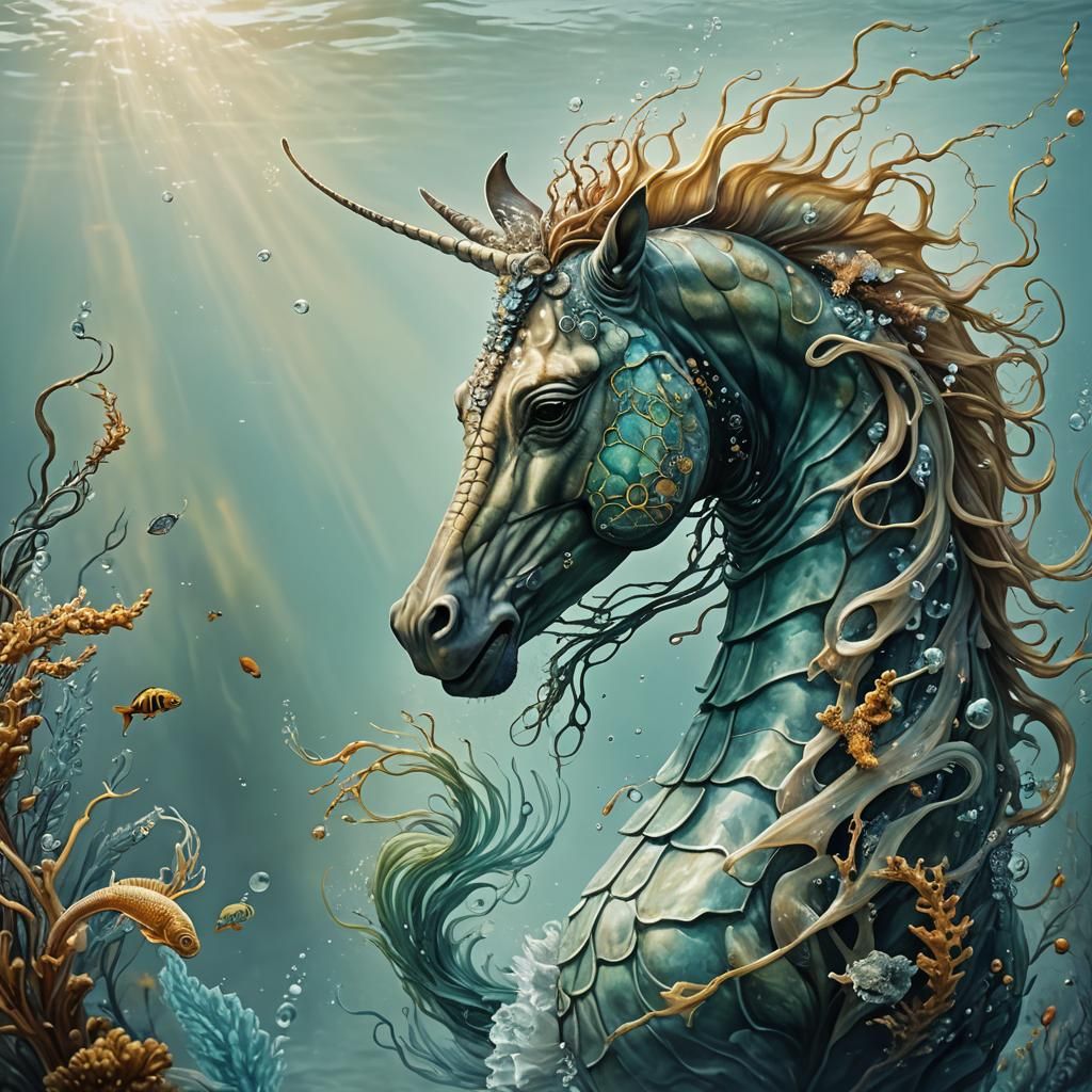 Hippocampus Portrait in Dream Art Colors