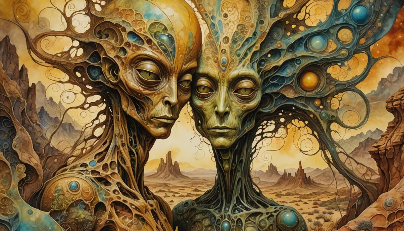 Surreal Alien Figure in Arizona Desert Landscape