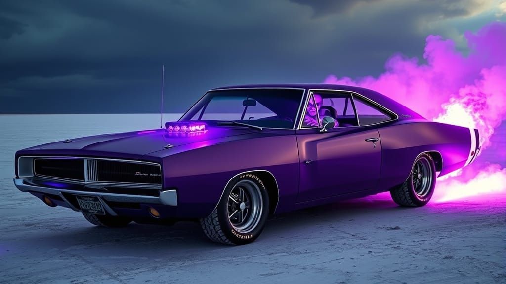 Evil Haunted Purple Charger with Skeleton Driver