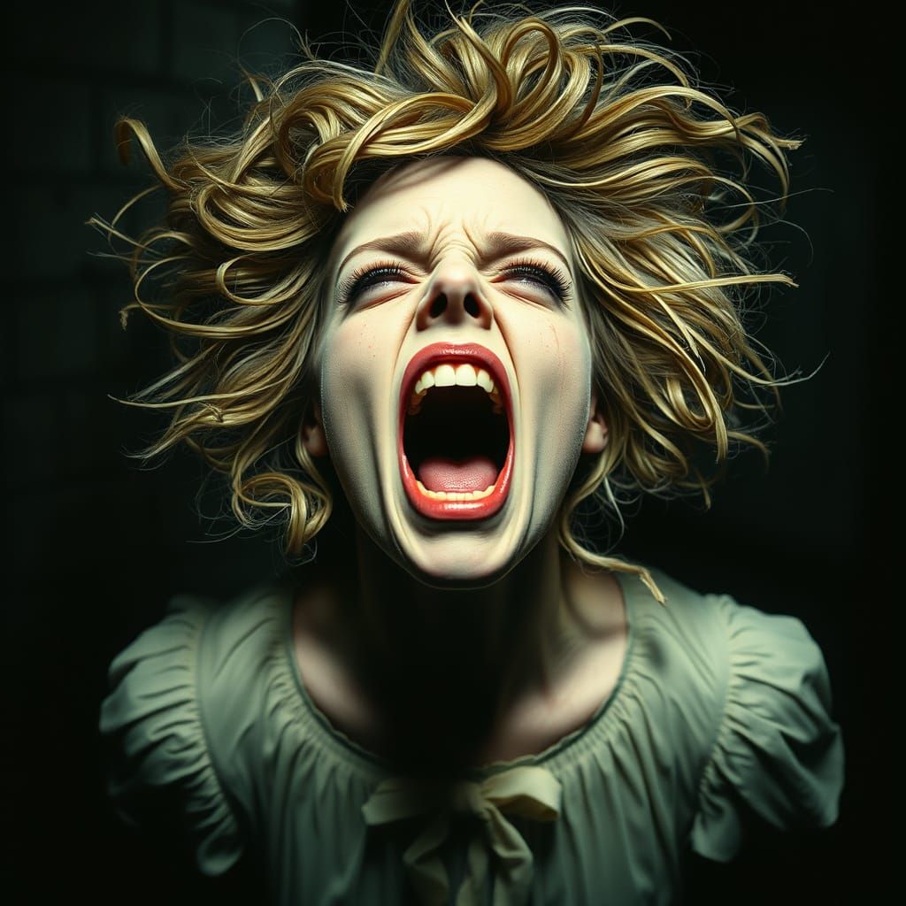 Distorted Analog Horror Portrait in Liminal Space