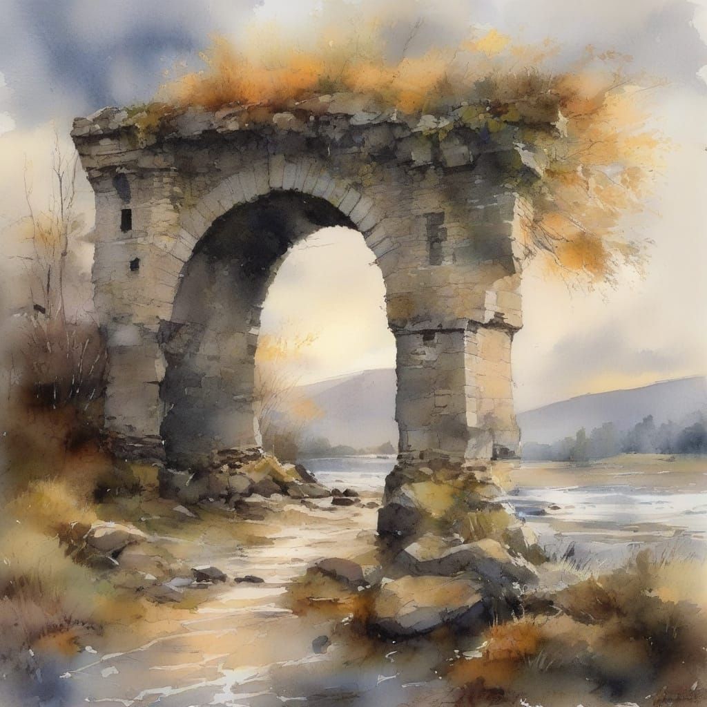 Romantic Scottish Highland Bridge in Intricate Detail