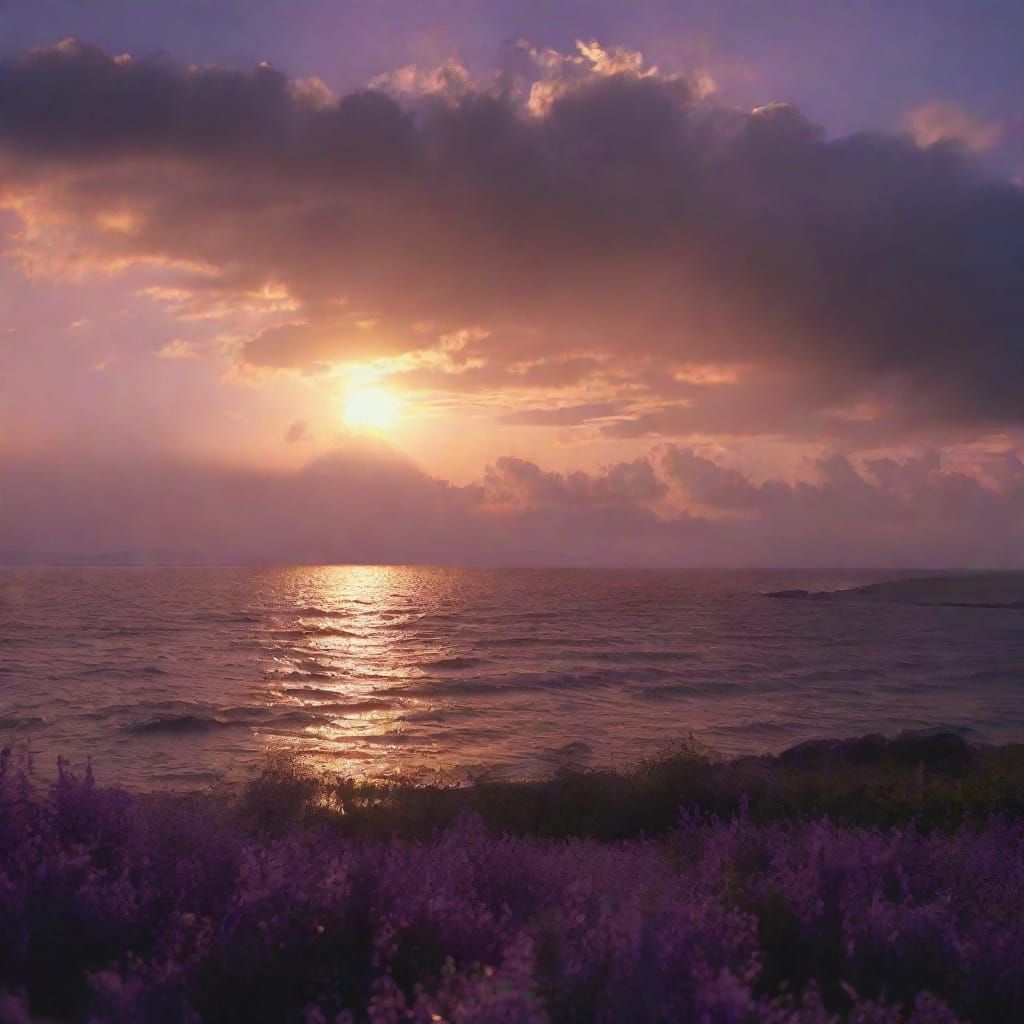 Vibrant Sunset Sky in Oil Painting Style