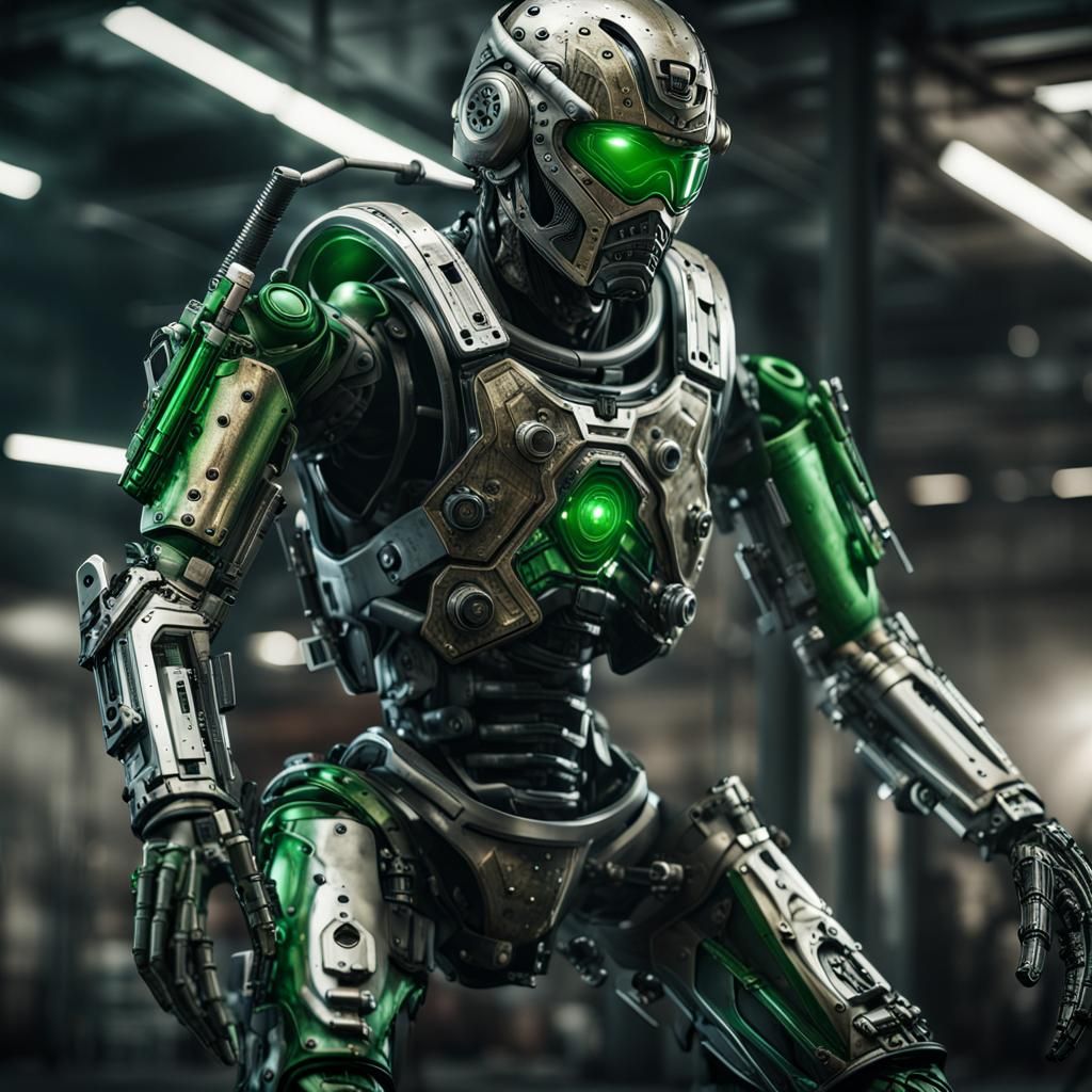 Combat Ready Exoskeleton in Hyperrealistic Style