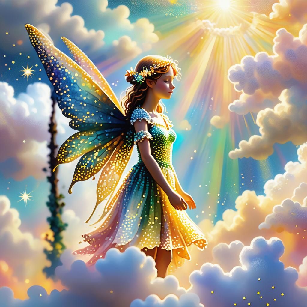 Fairy in Holy Setting, Pointillism Impression