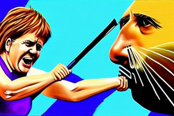 Controversial Political Scene in Realistic Painting