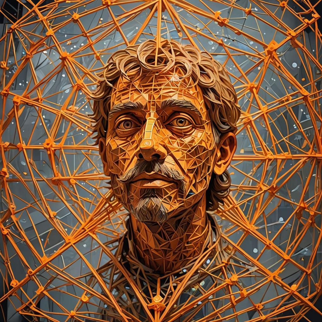 Orange Maze Labyrinth: Hyperrealistic String Art