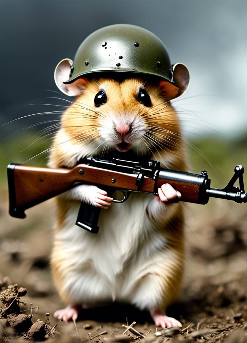 WW2 Hamster Soldier on Battlefield