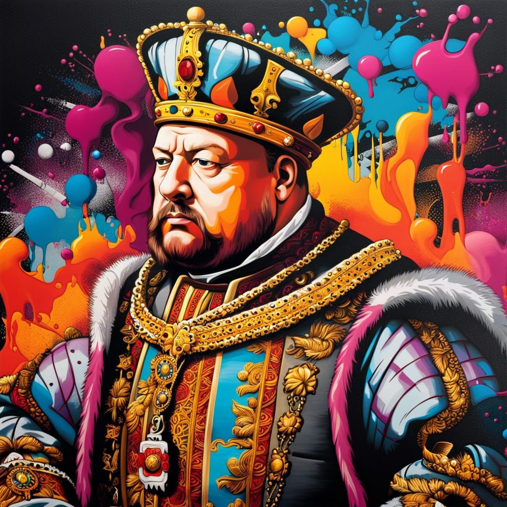 King Henry VIII Portrait in Graffiti Art Style