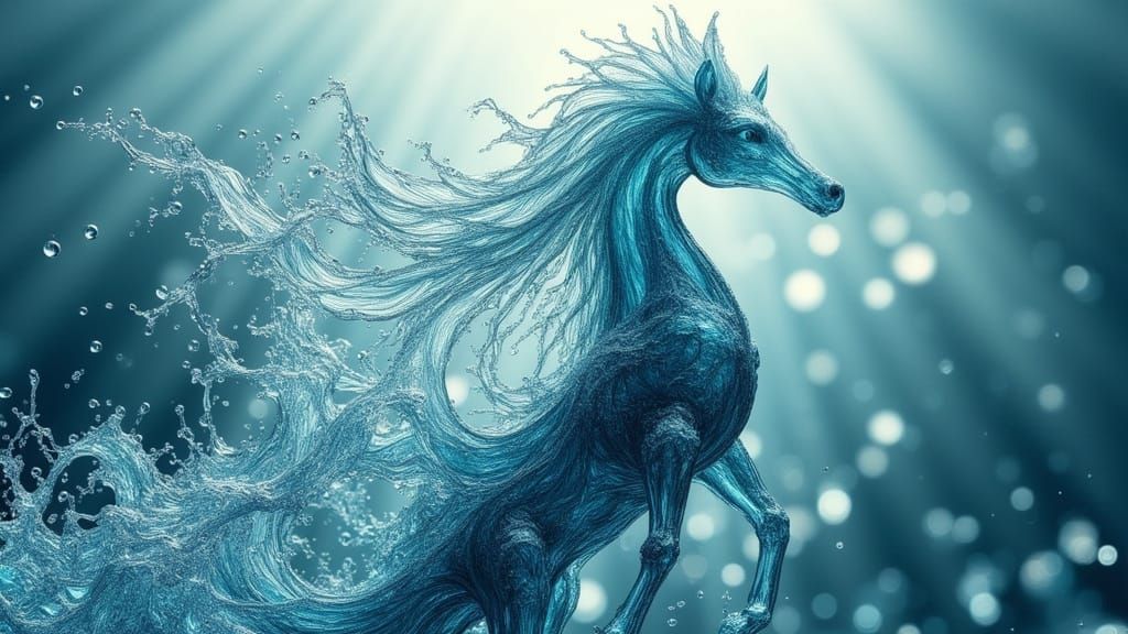 Water Elemental Rides Seahorse of Waves and Light