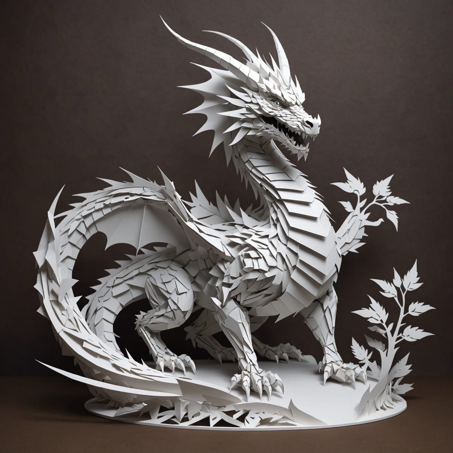 Detailed 3D Kirigami Dragon Anime Art