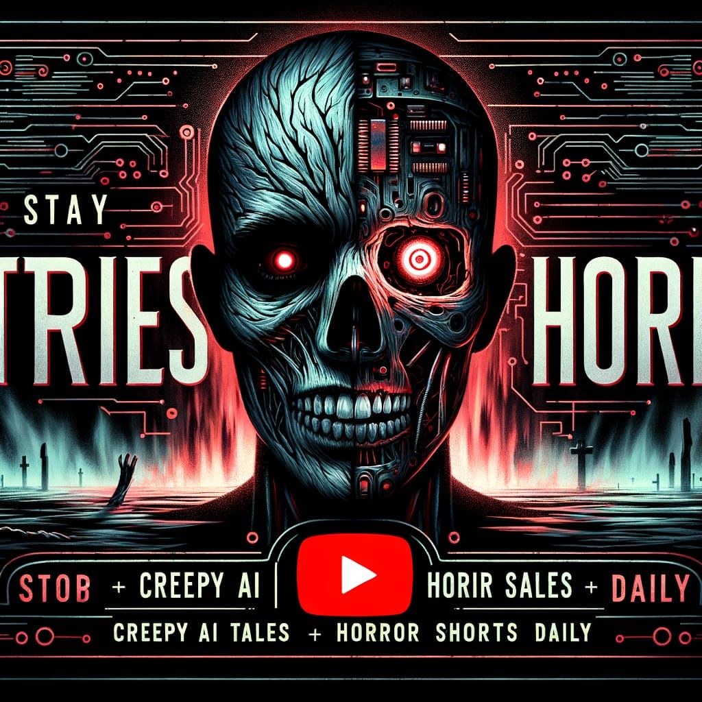 Glitched Robot Face with Glowing Red Eyes YouTube Banner