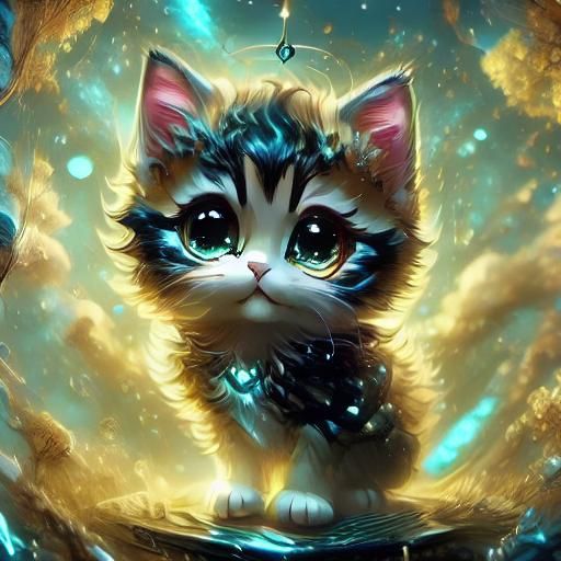 Dramatic Portrait of a Cute Kitten