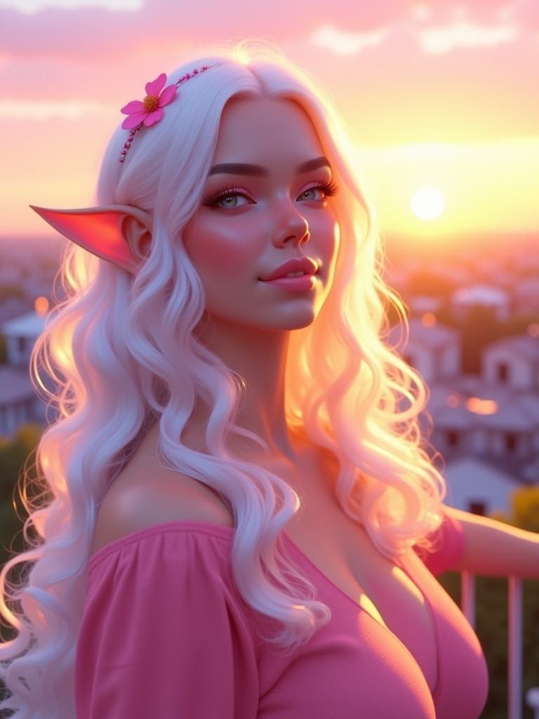 Pastel Sunrise: Albino Woman Portrait in Gothic Realism