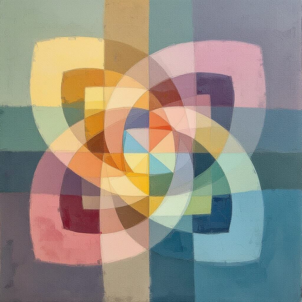 Abstract Labyrinth Painting in Calm Tones