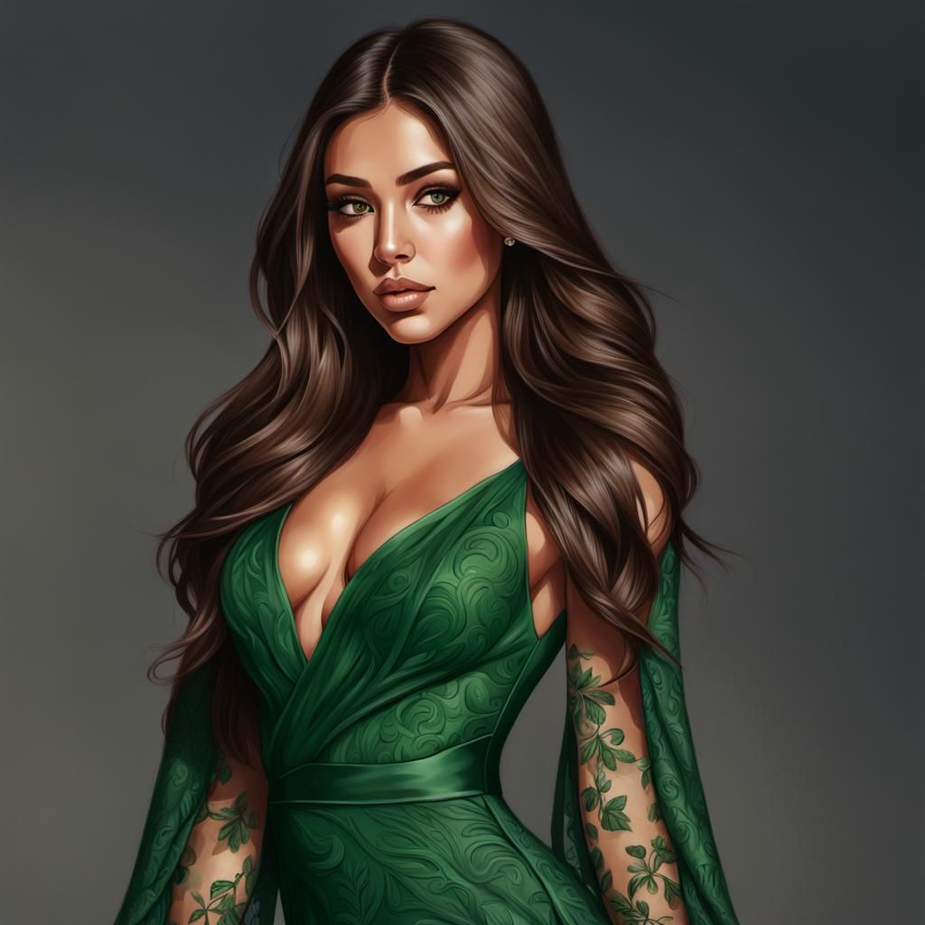 Elegant Digital Painting of a Brown-Haired Woman