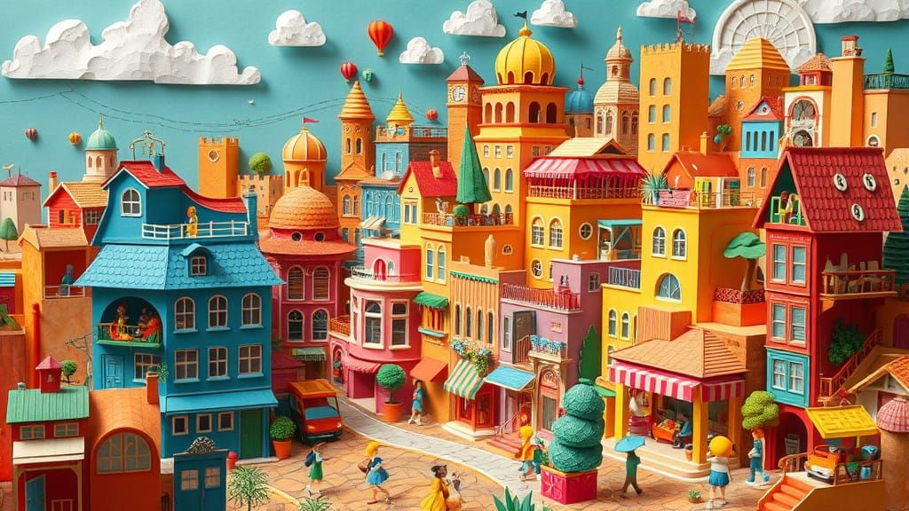Whimsical Paper Cityscapes with Intricate Details