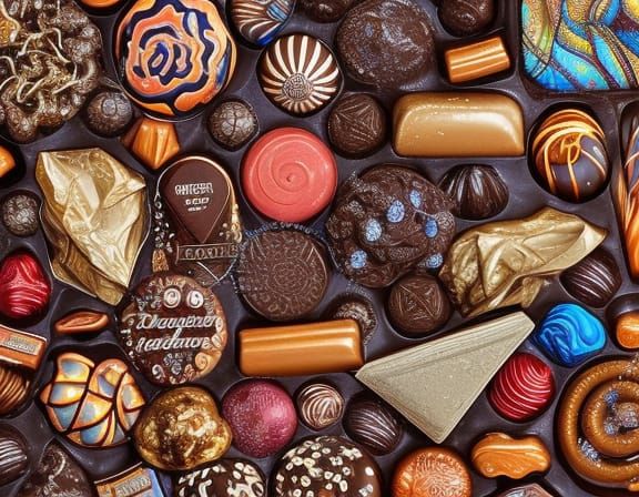 Surreal Sweet Shop Scene in Visionary Art Style