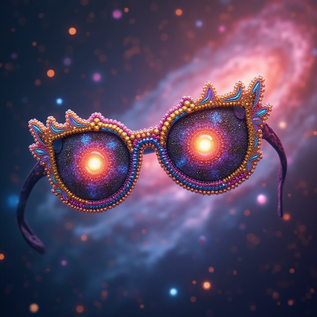 Beaded Glasses with Third Eye in Cosmic Style