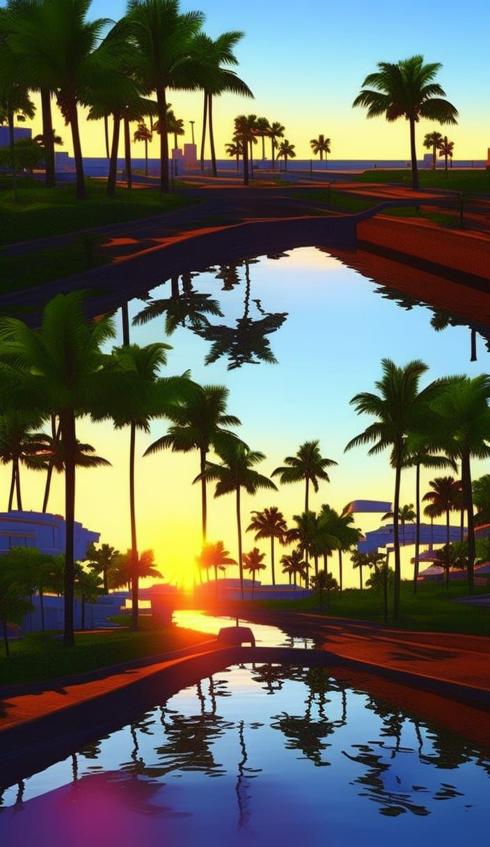 Vice City Sunset: A Retro Reflection