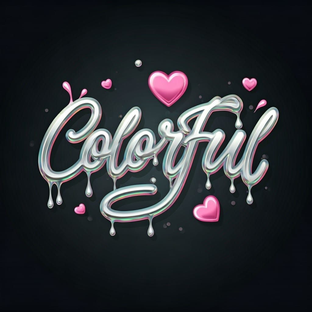 Futuristic Design in Shimmering Liquid Metal with Rainbow Ou...