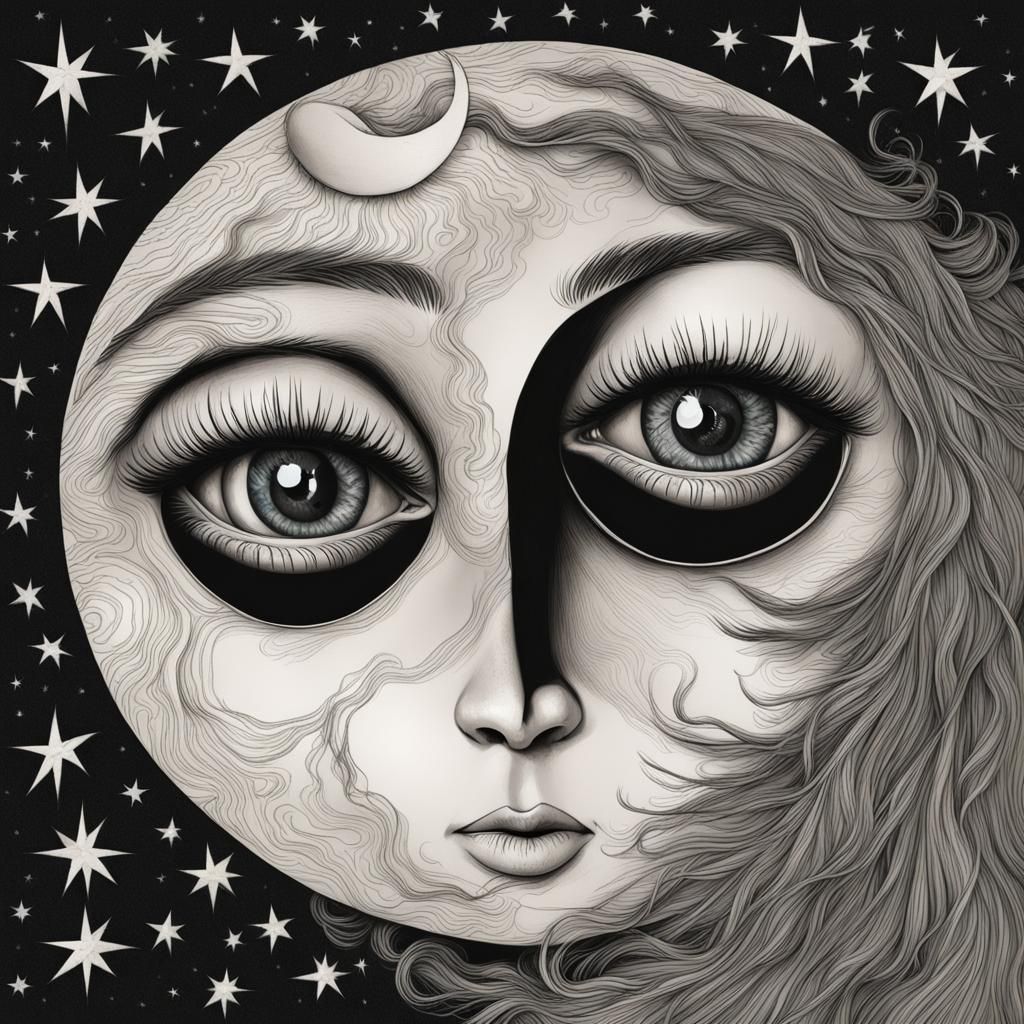 Earth and Moon Reflected in Bright Eyes