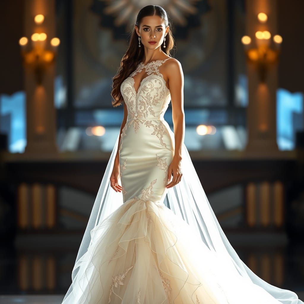 Futuristic Wedding Gown Inspired by Syd Mead and Miyazaki