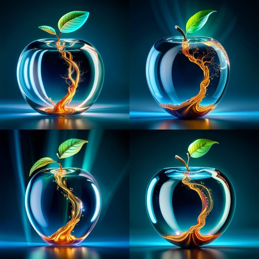 Apple Swarovski Figurine with Cloud Hurricane, Art Nouveau