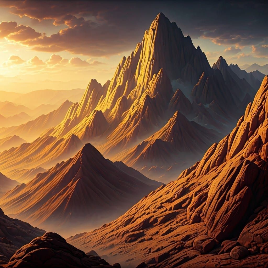 Ethereal Sinai Landscape in Golden Light