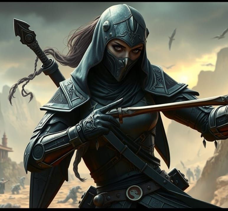 Female Assassin Fighter in Arena Landscape